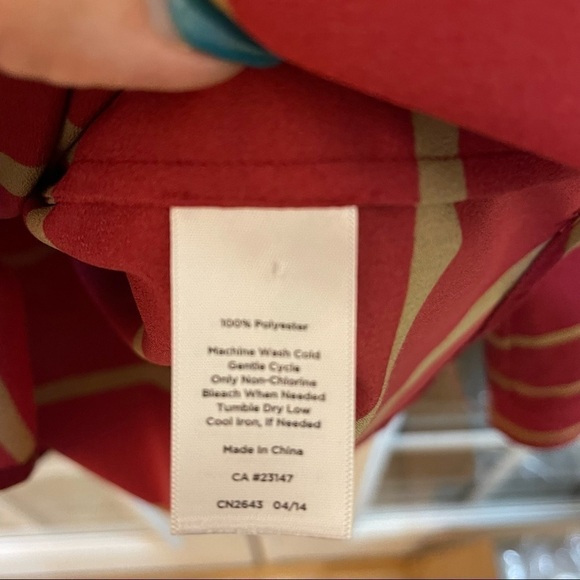 Talbots Long Sleeve Red Gold Stripe Shirt 3/4 Button Down Women's Size Medium P - Picture 5 of 5